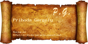Prihoda Gergely névjegykártya